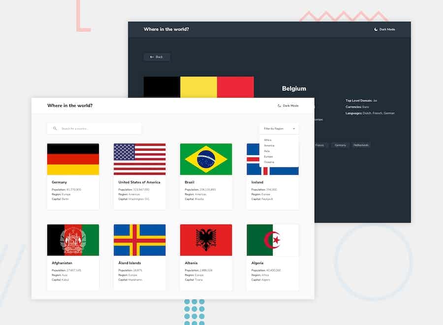 REST Countries API with color theme switcher
